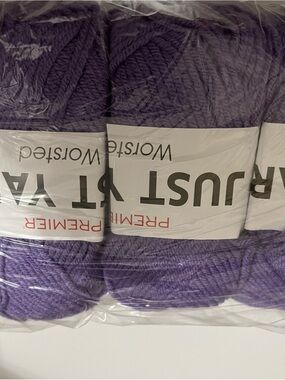 Premier Just Yarn Worsted 4 medium Acrylic pastel purple 3 Skein Lot 60g 131 yds